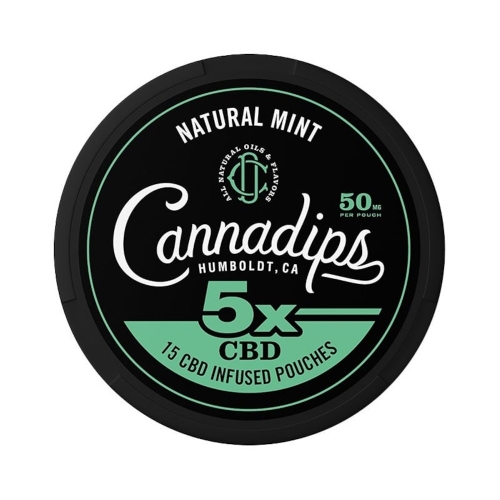 Cannadips 5x Natural Mint 50mg CBD Pouches 